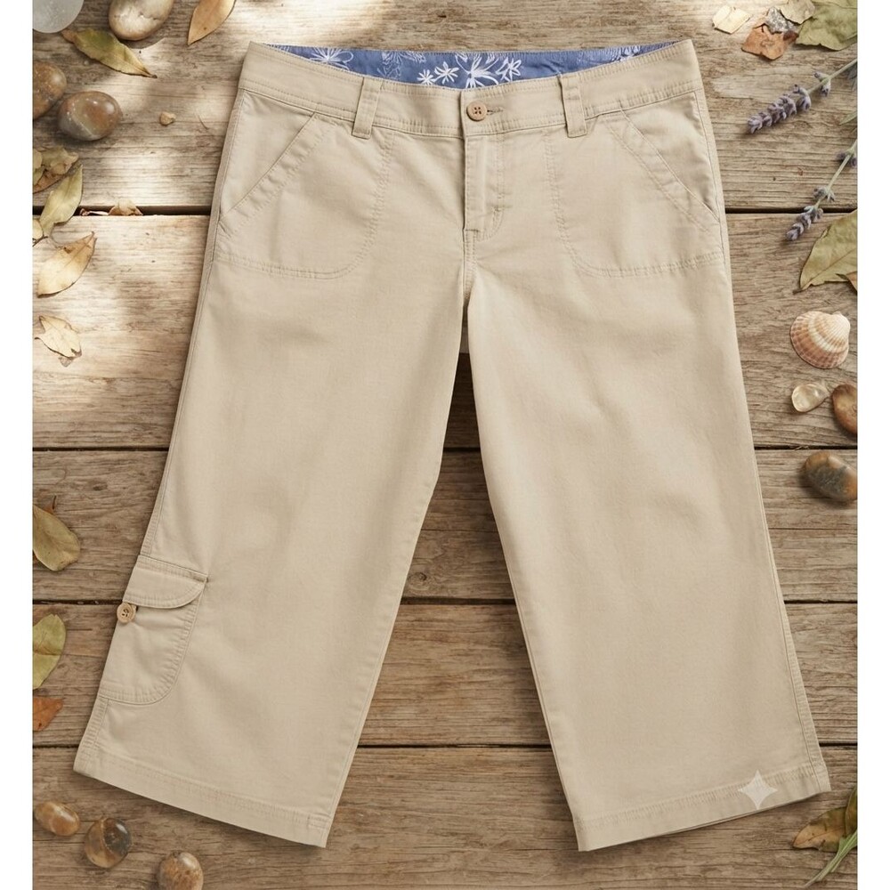 OP Women’s Khaki Capri Pants Size 12 Casual Utility Pocket Lightweight Outdoor